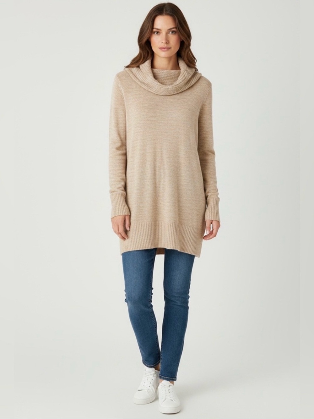 The Limited Cowl Neck Sweater // Beige // XL